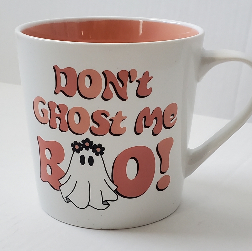 White and Pink Ghost Themed 24oz Mug